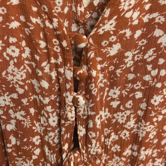 Abercrombie & Fitch Women Short Sleeve Chestnut Brown Floral Romper Size Small - Picture 5 of 7